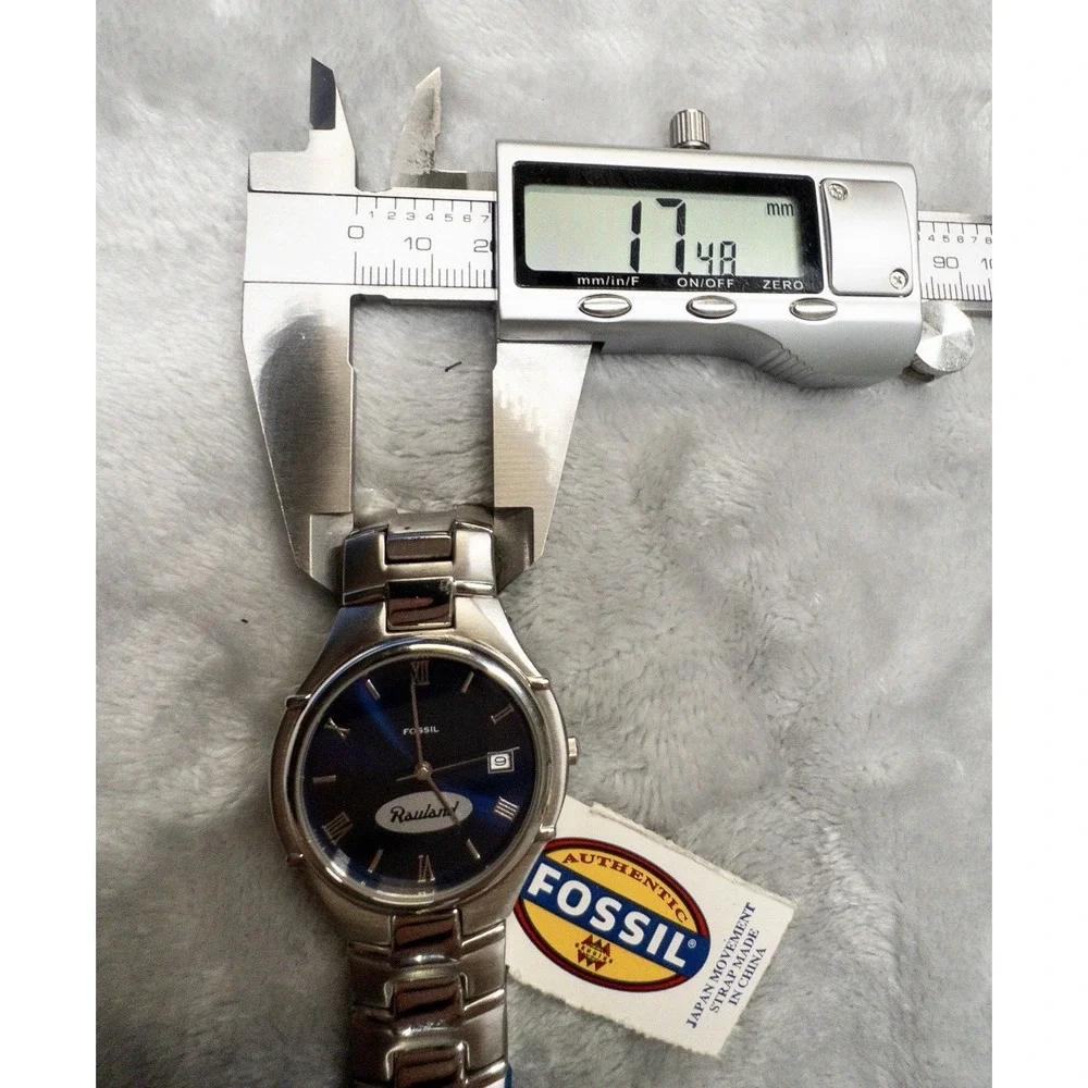 New Fossil PR-5111 Blue Dial 35mm Mens Watch Silver Rauland Logo
